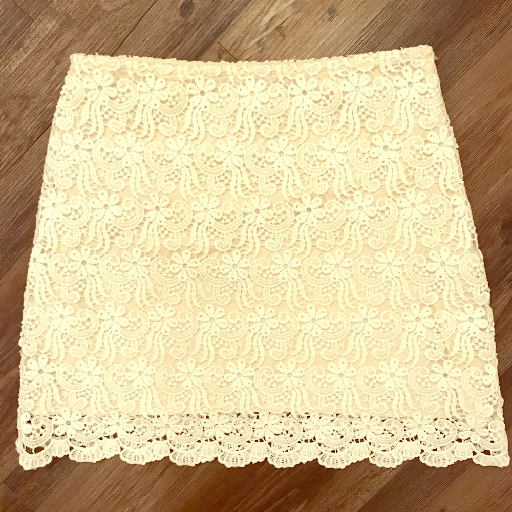 Zara White Lace Overlay Skirt
